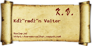 Kármán Valter névjegykártya